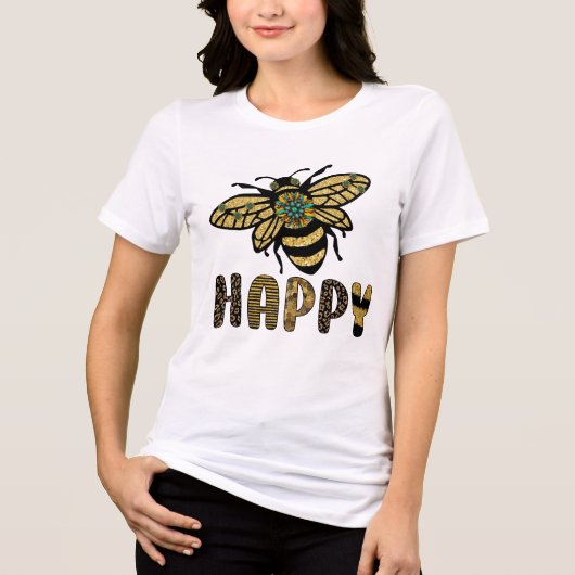 Schattigee bij Happy Word Art Tri-Blend Shirt (Voorkant)