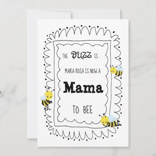 *~* Schattigee bij MAMA TO BEE Baby shower Invitat Kaart (Voorkant)