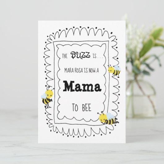 *~* Schattigee bij MAMA TO BEE Baby shower Invitat Kaart (Staand voorkant)