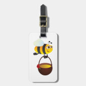 Schattigee bij met honingpot met bloem bagagelabel (Voorkant verticaal)