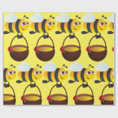 Schattigee bij met honingpot met bloem cadeaupapier (Vlak)