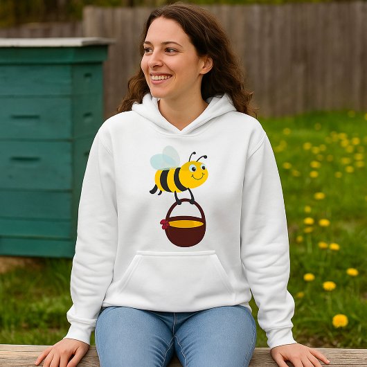 Schattigee bij met honingpot met bloem hoodie