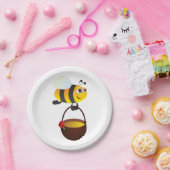 Schattigee bij met honingpot met bloem papieren bordje (Feest)