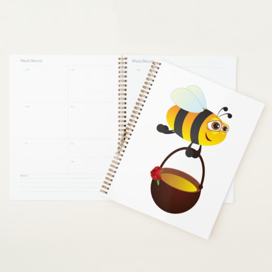 Schattigee bij met honingpot met bloem planner (Display)