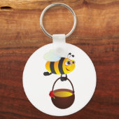 Schattigee bij met honingpot met bloem sleutelhanger (Voorkant)