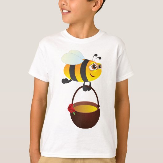Schattigee bij met honingpot met bloem t-shirt (Voorkant)