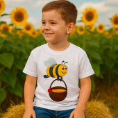 Schattigee bij met honingpot met bloem t-shirt
