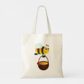 Schattigee bij met honingpot met bloem tote bag (Achterkant)