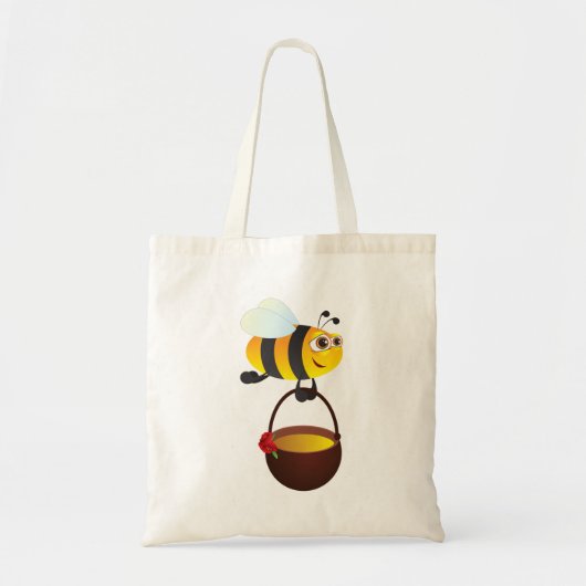 Schattigee bij met honingpot met bloem tote bag (Voorkant)