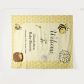Schattigee bij met Sweet Honey Baby shower achterg Wandkleed (Voorkant (horizontaal))