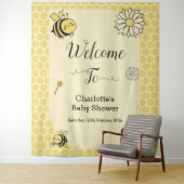 Schattigee bij met Sweet Honey Baby shower achterg Wandkleed (In situ)