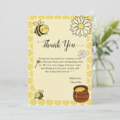 Schattigee bij met Sweet Honey Baby shower Bedankkaart (Staand voorkant)