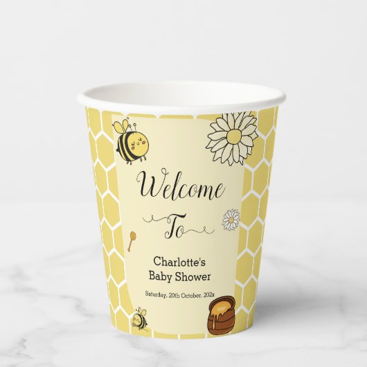 Schattigee bij met Sweet Honey Baby shower Papieren Bekers (Voorkant)