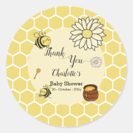 Schattigee bij met Sweet Honey Baby shower Ronde Sticker