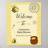 Schattigee bij met Sweet Honey Baby shower Welkoms Poster (Voorkant)