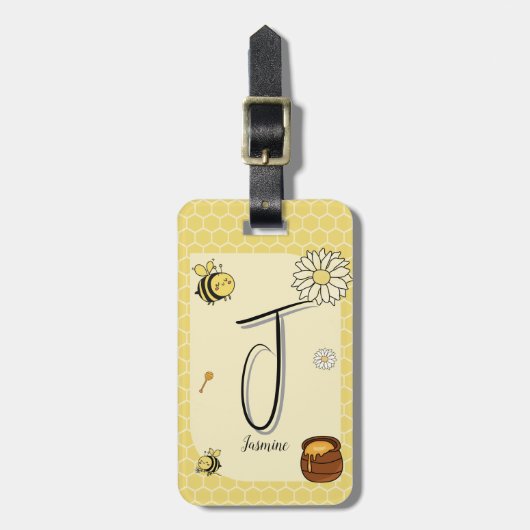 Schattigee bij met zoete honing bagagelabel (Voorkant verticaal)