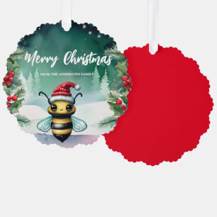 Schattigee Bij Pet Santa Xmas Holiday Party Famili Ornament Kaart
