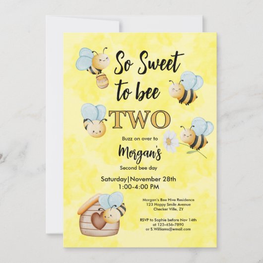 Schattigee bij twee gele zwarte tweede verjaardags kaart (Voorkant)