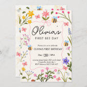 Schattigee bijen eerste verjaardag kaart (Voorkant / Achterkant)