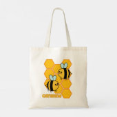 Schattigee bijen en honingraat ontwerp op maat tote bag (Achterkant)