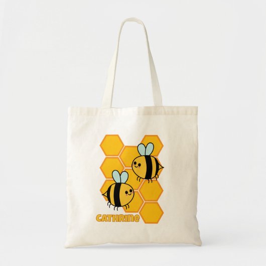 Schattigee bijen en honingraat ontwerp op maat tote bag (Voorkant)