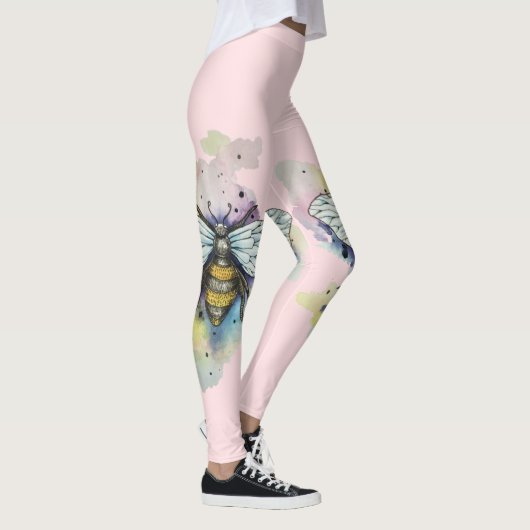 Schattigee bijen en regenboog wassen Leggings (Rechts)