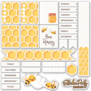 Schattigee bijen hommel honingraat planner Sticker