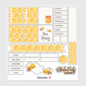 Schattigee bijen hommel honingraat planner Sticker (Vel)