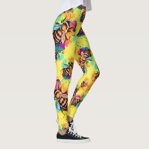 Schattigee Bijen Leggings - Geel Honing Bijen Legg