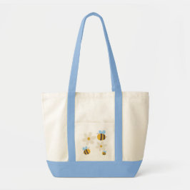 Schattigee Bijen met een witte Bloemen in een witt Tote Bag