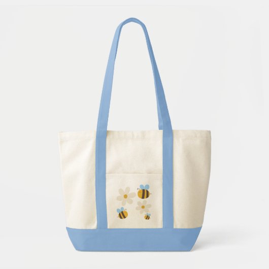 Schattigee Bijen met een witte Bloemen in een witt Tote Bag (Voorkant)