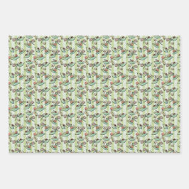 Schattigee bijen, vlinders, bloemen en lieveheersb inpakpapier vel