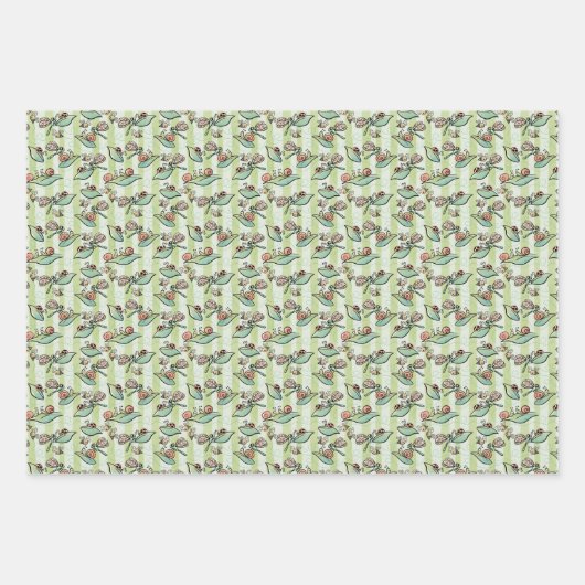 Schattigee bijen, vlinders, bloemen en lieveheersb inpakpapier vel (Voorkant)