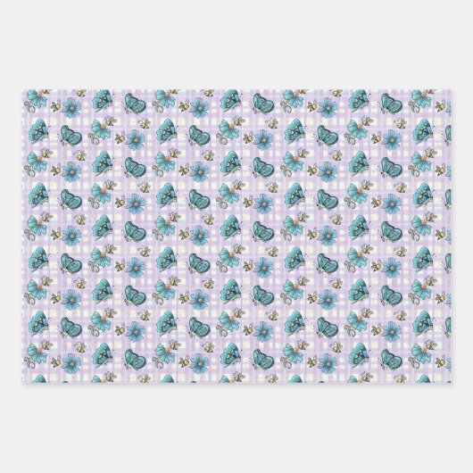 Schattigee bijen, vlinders, bloemen en lieveheersb inpakpapier vel (Voorkant 2)