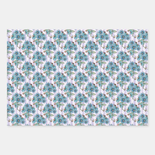 Schattigee bijen, vlinders, bloemen en lieveheersb inpakpapier vel (Voorkant)