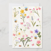 Schattigee bijen wilde bloemen eerste verjaardag kaart (Achterkant)