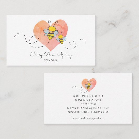 Schattigee bijenbijenbijenhouder Logo Visitekaartj Visitekaartje (Voorkant / Achterkant)