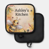 Schattigee bijenhouders gepersonaliseerd pannenlap (Voorkant / Achterkant)