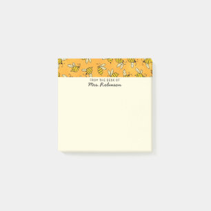 Schattigee bijenleraar van het bureau van 3x3 post-it® notes