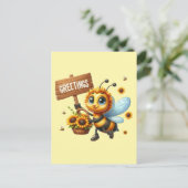 Schattigee bijenliefhebbers groeten feestdagenkaart (Staand voorkant)
