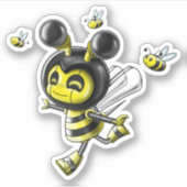 Schattigee bijenrobot sticker (Voorkant)