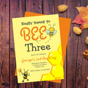 Schattigee bijenverjaardagsuitnodiging kaart