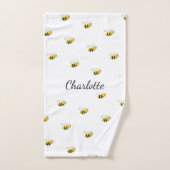Schattigee bijenwitte monogram naam script bad handdoek (Handdoek)