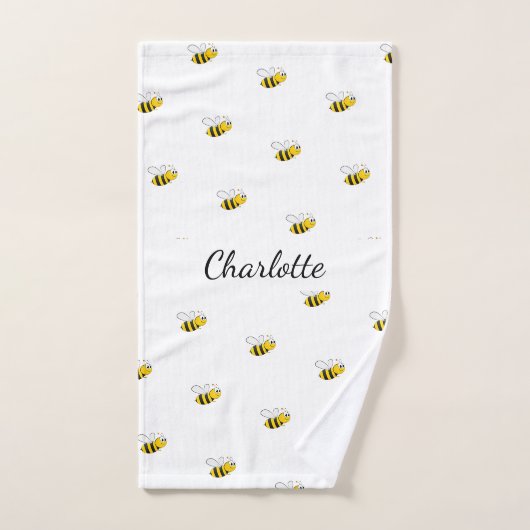 Schattigee bijenwitte monogram naam script bad handdoek (Handdoek)