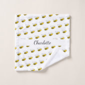 Schattigee bijenwitte monogram naam script bad handdoek (Wasdoekje)