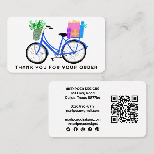 Schattigee Bike Gifts Klantenbestelling Dank u QR  Visitekaartje (Voorkant / Achterkant)