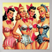 Schattigee Bikini Pin-ups Poster (Voorkant)