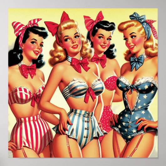 Schattigee  Bikini Pin-ups Poster (Voorkant)