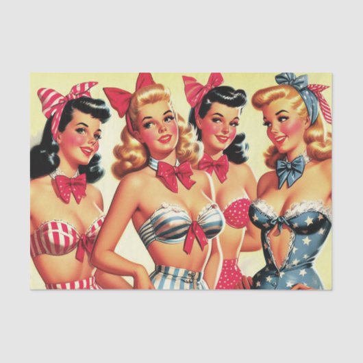 Schattigee  Bikini Pin-ups Tissuepapier (Voorkant)