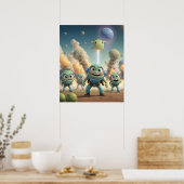 Schattigee binnenvallende buitenaardse wezens poster (Keuken)